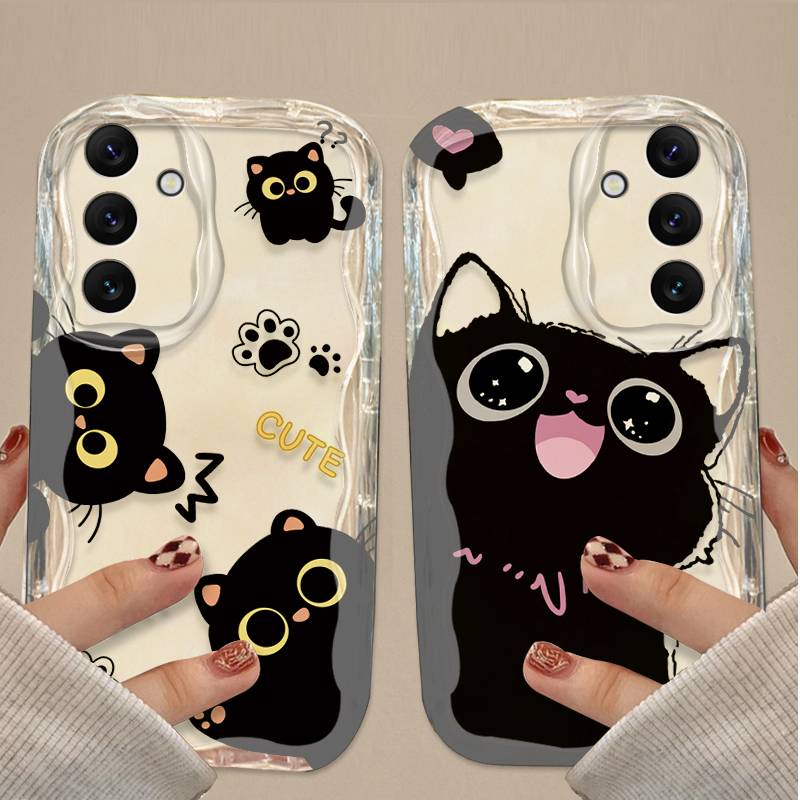 Cute Big Eyes Black Cat Case f - đánh giá và giá Phone Cases Samsung A14