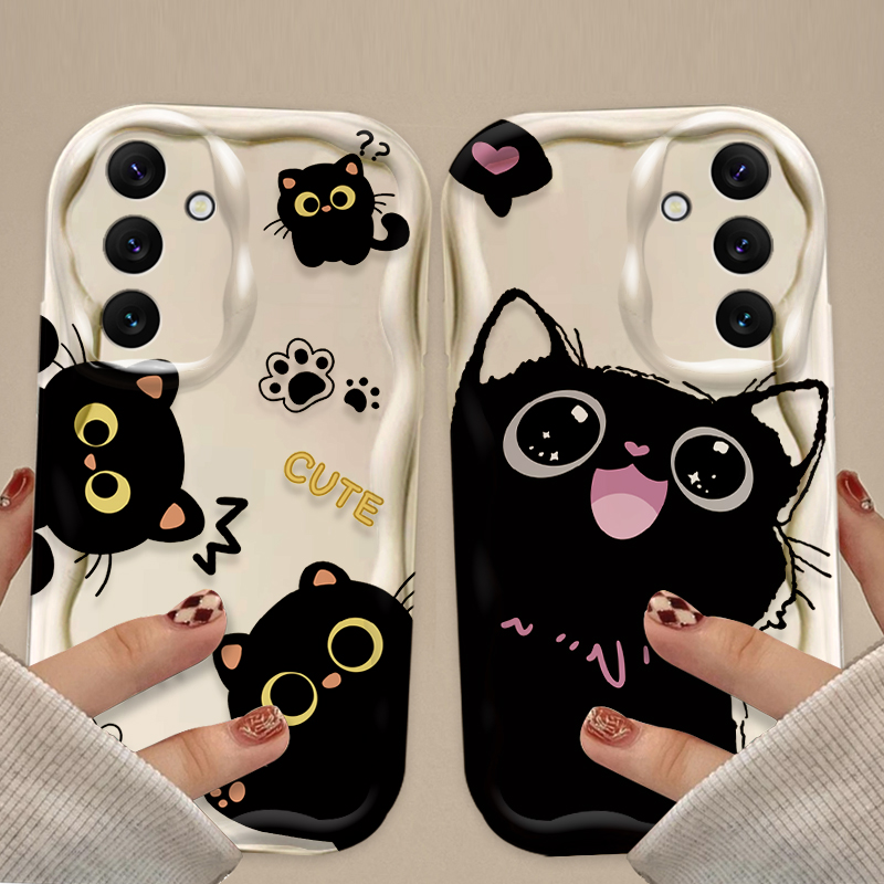 Cute Big Eyes Black Cat Case f - đánh giá và giá Phone Cases Samsung A14
