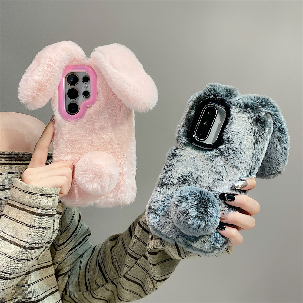 Cute Rabbit Ears Fluffy Stand  - đánh giá và giá Phone Cases Samsung S25