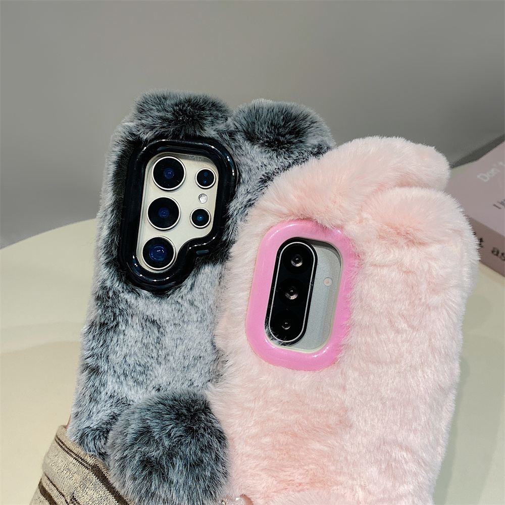 Cute Rabbit Ears Fluffy Stand  - đánh giá và giá Phone Cases Samsung S25
